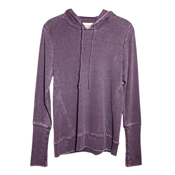 Chaser Tops - NEW Chaser Ribbed Hooded Pullover Top Faded Purple Hoodie Size M